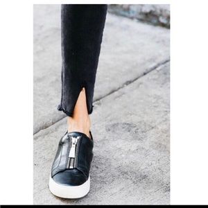 FRYE Lena Zip Low Sneaker Black Leather Womens Shoes Sz 8.5